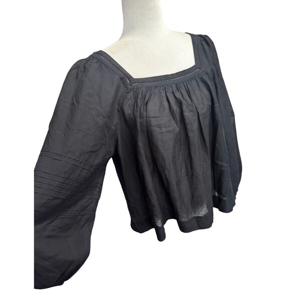 New With Tags Madewell Square Neck Long Sleeve Top in Black Size Medium - Picture 4 of 7